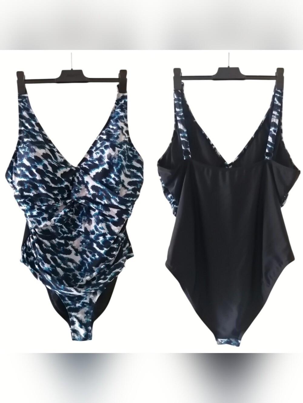 Anzoni One-Piece Swimsuit V-neck Animal Blue Print Plus Size - Picture 2 of 11